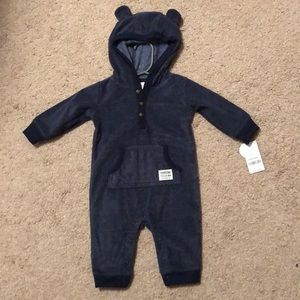 Long Sleeve Fleece Romper with Hood